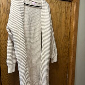 Pink Lily Cream Textured Women's Cardigan
